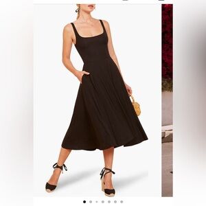 Reformation Black Midi Dress
